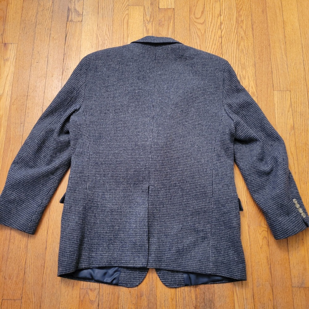 Ross Cromarty 44R Blazer Blue Tweed Houndstooth Wool Sport Coat USA Preppy - Picture 8 of 10